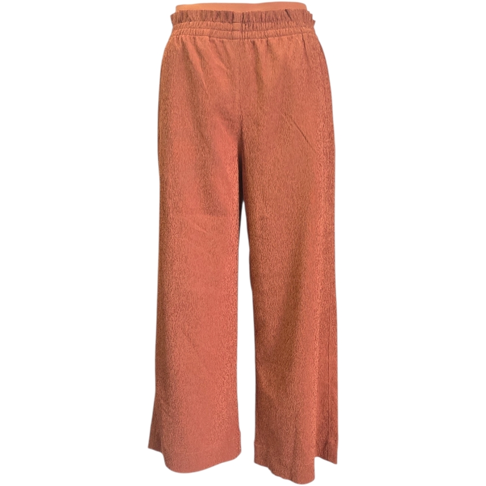 Athleta Echo Textured Wide Leg Crop Pants Size 4 Sunburst Clay Quick Dry Travel